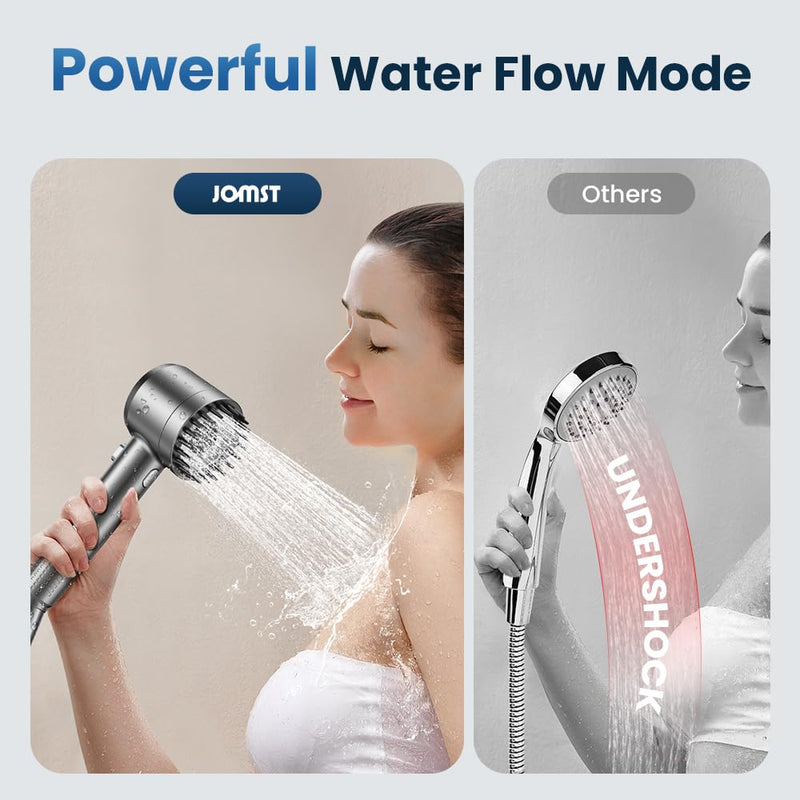 Filtered Shower Head with Handheld,High Pressure Shower Head 4 Spray Modes,Shower Head with ON/OFF Switch for Pets,Built-in Power Wash to Clean Tub,Shower Heads Combo with Stainless Steel Hose Gray