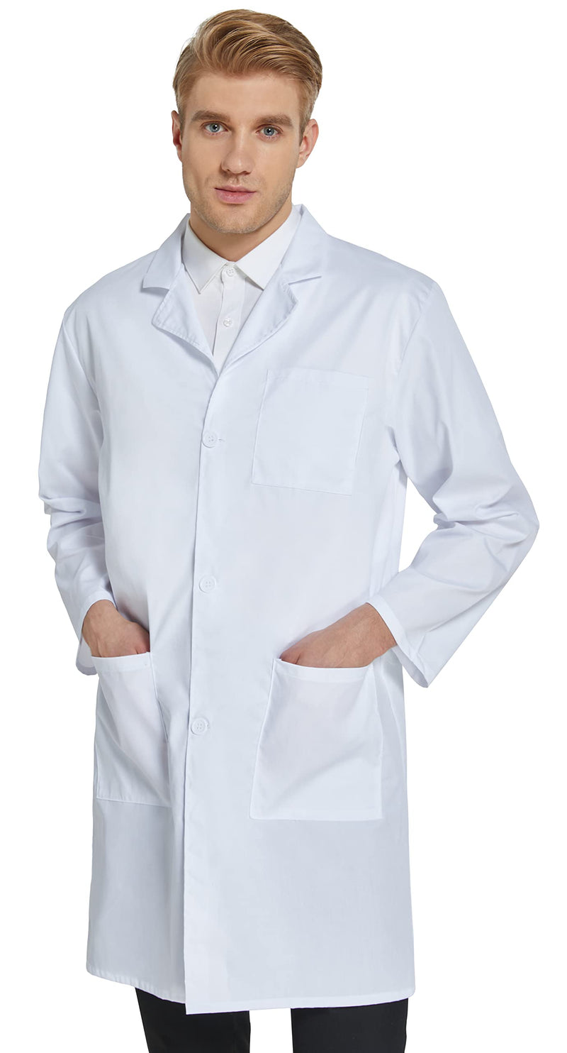 VOGRYE Professional Lab Coat for Men Women Long Sleeve, White, Unisex Medium - NewNest Australia