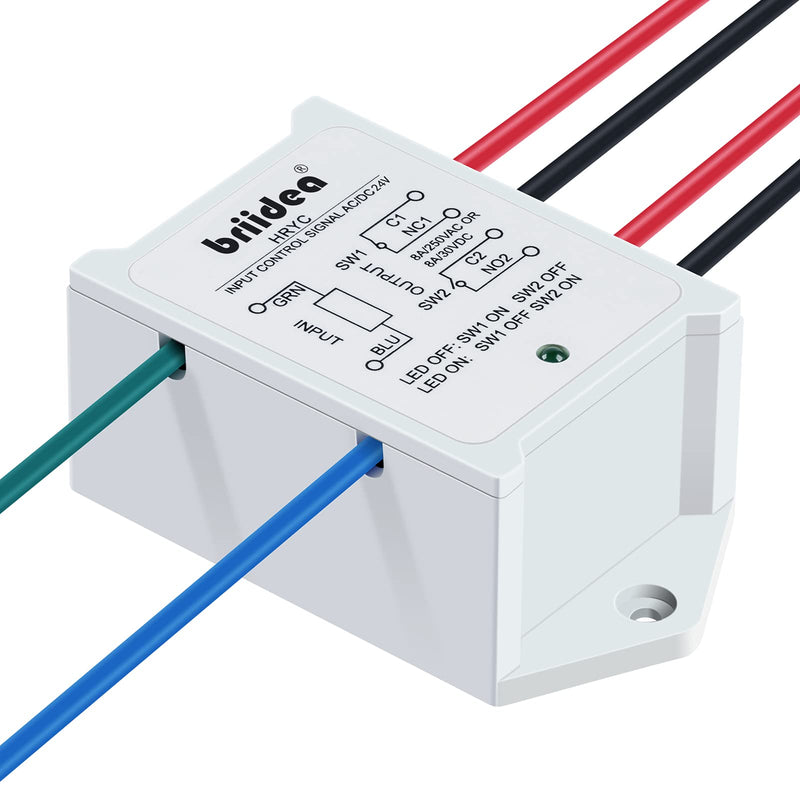 DPST 1NO 1NC 8Amp Power Relay Module, Briidea 24V AC/DC Power Relay Control Voltage, White AC/DC 24V