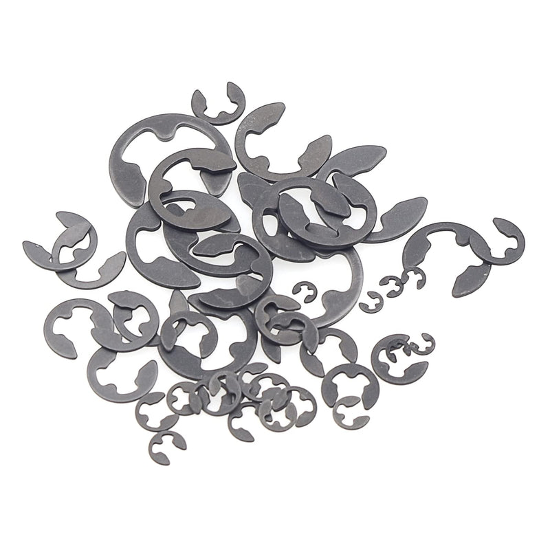525PCS 14 Kinds Metric E-Clips Side-Mount External Retaining Rings Assortment Kit,1.2mm to 15mm Nominal Diameter,Black Phosphate Finish 1.2mm to 15mm
