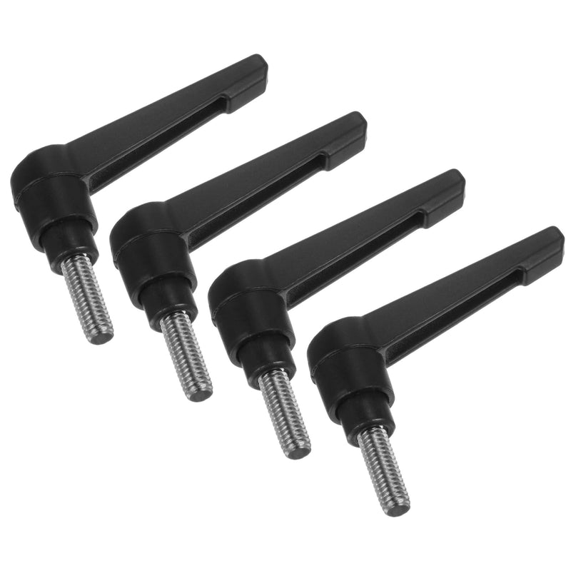 uxcell 4pcs Clamping Lever Handles, M6 x 15mm 304 Stainless Steel Threaded Male Stud, Adjustable Handles Locking Quick Release Ratchet Push Button Bolt Knobs, Black