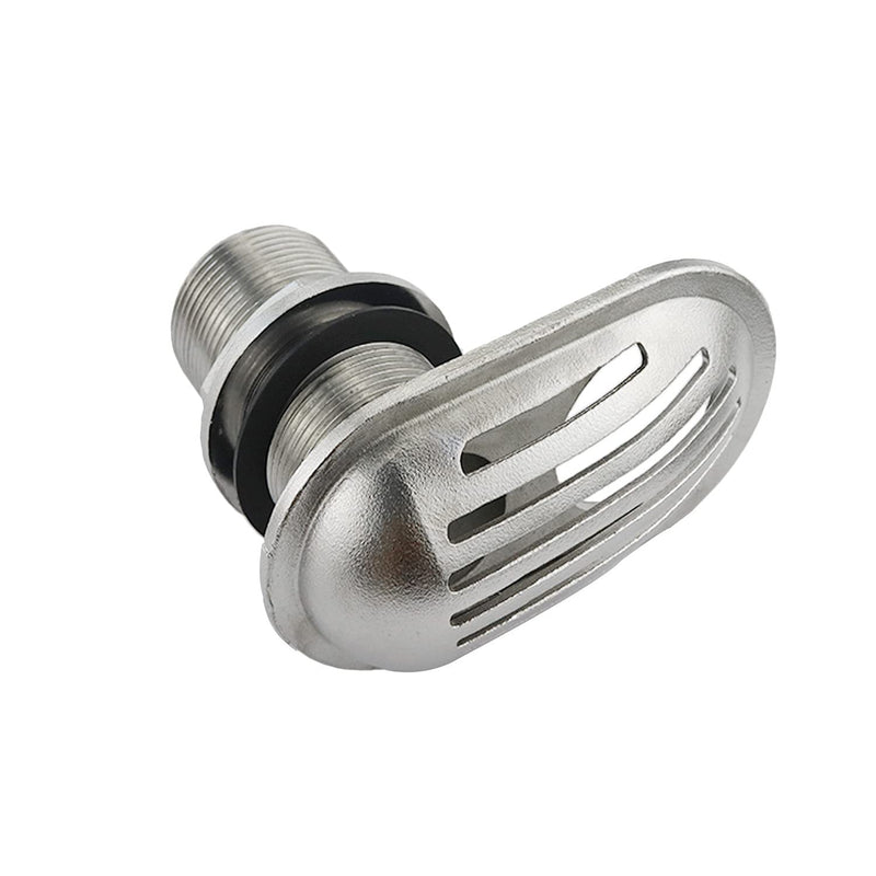NRC&XRC Marine Grade Stainless Steel 316 Boat Intake Strainer Threaded Thru-Hull Inlet Filter Scoop with Rubber Washer Gaskets I.D. 1.25IN