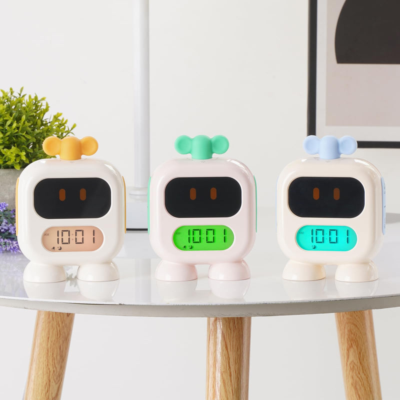 Kids Alarm Clock Ok to Wake with Green Light Red Light, Nap Timer, Robot Toddler Sleep Training Clock for Children (Blue) Blue