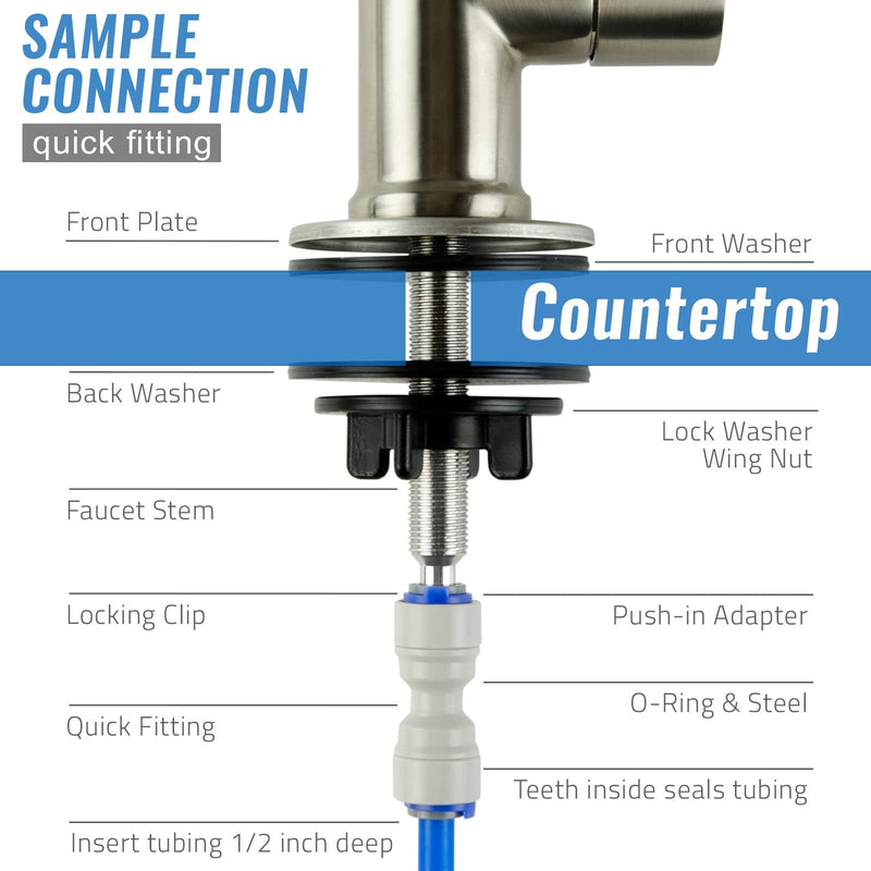 iSpring GA1-BN Drinking Water RO Faucet for Kitchen Sink, Heavy-Duty Lead-Free Reverse Osmosis Faucet for RO Water Filtration System, Non-Air Gap 100% Stainless Steel RO Faucet, Brushed Nickel Finish - NewNest Australia