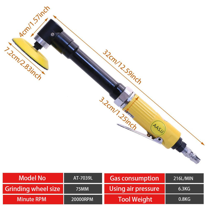 AT-7039L Extended Track Air Polisher, Handheld Pneumatic Grinder 20,000 RPM