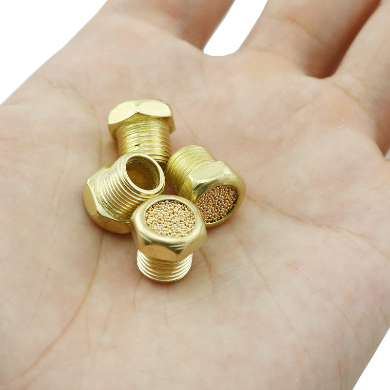 ZYAMY 4pcs Sintered Bronze Breather Vent 1/8" NPT for Single Acting Cylinders or Valves 1/8Inch
