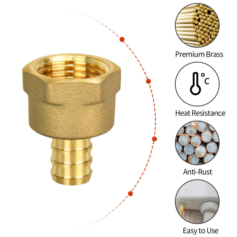 20 Pack PEX 1/2" x 1/2" NPT Female Fittings, Brass, Full Port 20pcs-PEX 1/2" x 1/2" NPT