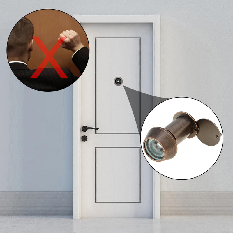 Door Viewer Peephole, Solid Brass 220-Degree Peephole for 1-3/8" to 2-23/64" Doors, Front Door Peephole with Heavy Duty Rotating Privacy Cover (Oil Rubbed Bronze) Oil Rubbed Bronze