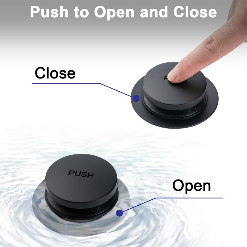 BOOMIBOO Bathtub Drain Tip-Toe Trim Set with Two-Hole Overflow Faceplate, Bath Tub Drains Conversion Kit with Universal Fine/Coarse Thread, Replacement Bathtub Drain Stopper Assembly, Matte Black