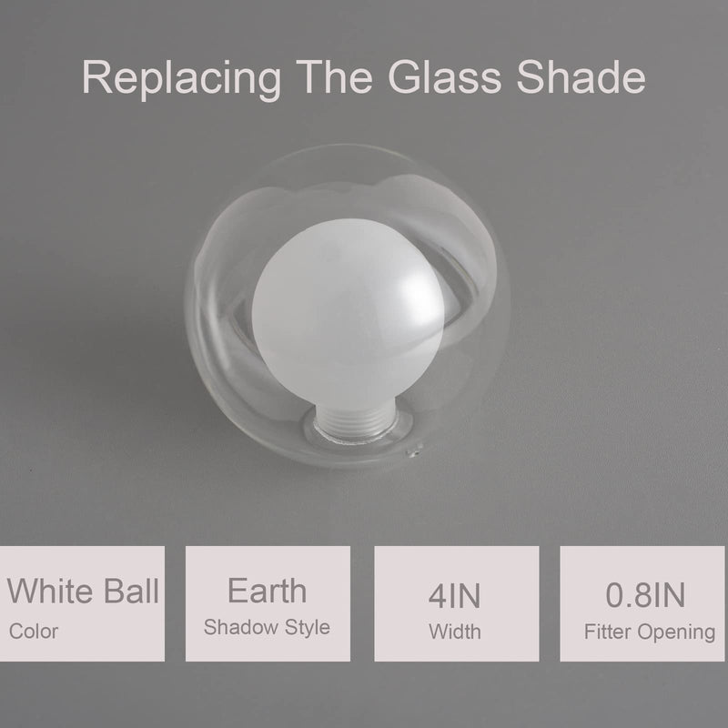Lighting Replacement Glass Lampshade 4 Inch Milky White Glass Dome Cover Round Globe 0.8 Inch Fitter for G9 Bulb Replacement (transparent and white)