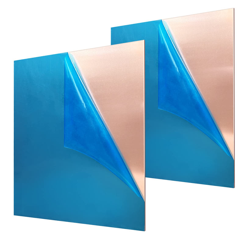 2 Pieces 99.9% Pure Copper Sheet, 4" x 4",18 Gauge(1mm) Thickness, Film Attached Copper Plate, Great for Jewelry, Crafts, modelers 2 2 Pieces 4" x 4",18 Gauge