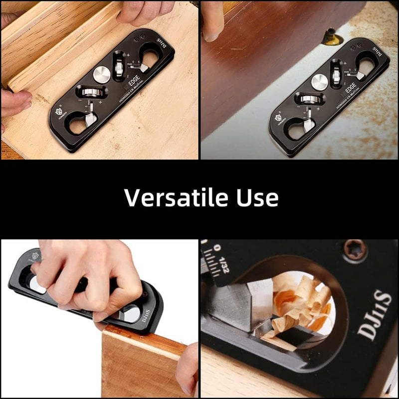 HONGDUI DJ11S 2-in-1 Chamfer & Radius Plane,1/32"(5mm) Depth Adjustable, Aluminum Alloy Edge&Radius Chamfering Plane, 3 Blades with 12 Cutting Edges for Use Woodworking Tool-1 Pcs
