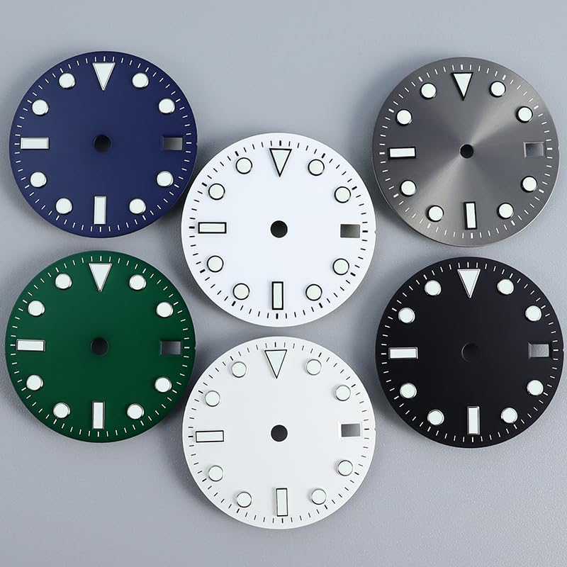 28.5mm Black Sunburst Brushed Dive Watch Dial Luminous Markers for NH35/NH36 Movement Watch Mod Replacement Component White 1