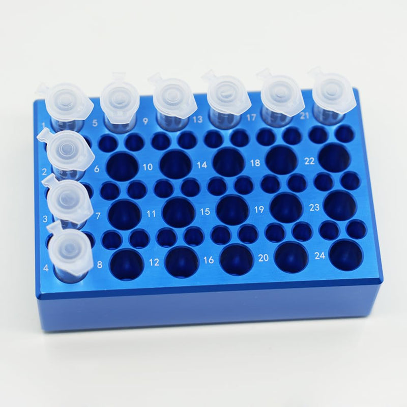 1 Pcs Aluminum Cooler Cooling Block PCR Test Tube Racks, 24-Well for 1.5ml /2ml Tubes, 36-Well for 0.2ml PCR Tubes 60 Wells