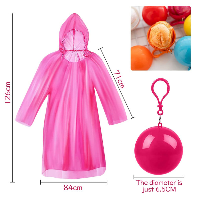 6 Pcs Disposable Emergency Rain Ponchos, Waterproof Raincoat In Keychain Ball, Adult Rainwear for Camping, Cycling One Size 6 Colors