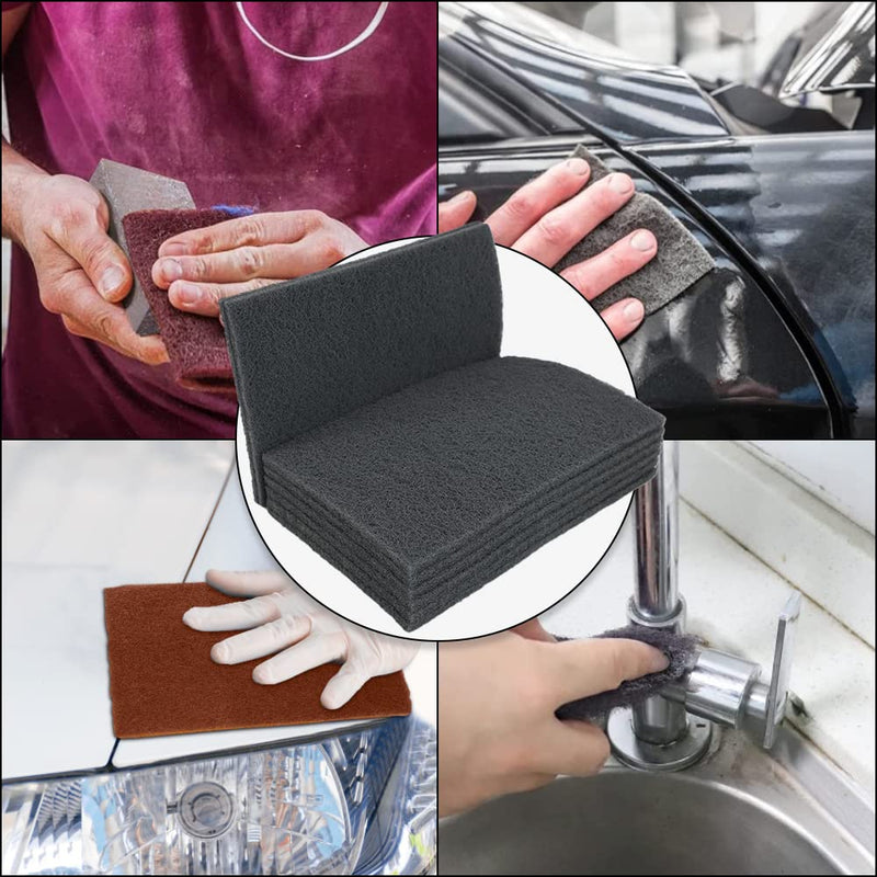 8 Scuff Pad Variety Pack, 4 Each Maroon, Gray, Scuffing, Scouring, Sanding, Cleaning, Blending, Paint Surface Prep Adhesion - 6" x 9" Automotive Auto Body 7447&7448 4*Maroon, 4*Gray 7447&7448