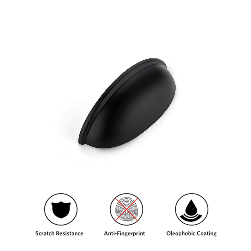 Ravinte 10 Pack 3" Drawer Pulls Flat Black Cabinet Cup Pulls Kitchen Hardware Cabinet Handles Drawer Handles Knobs 3 inch Hole Center - NewNest Australia