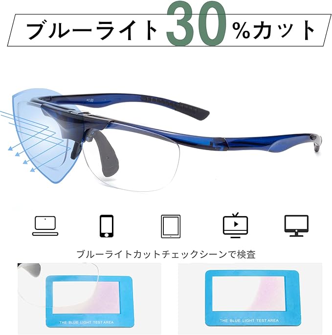 [LianSan] Flip-up Reading Glasses, Portable, with Case, Unisex, Men's, Women's, Stylish, Reading Glasses, Bifocals, Prescription L3806, Blue, +250 - NewNest Australia