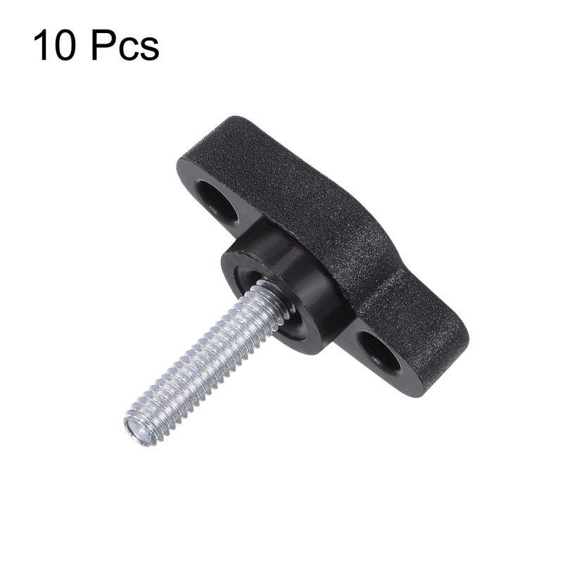 HARFINGTON 10pcs Tee Wing Knobs Thumb Screws M4 x 16mm Standard Male Thread Plastic T/Z Knobs Adjustable Handles Hand Clamping Knobs Grip Thumbscrew, Black