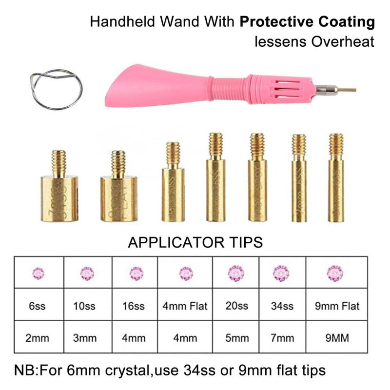 Hotfix Applicator, 7 in 1 Hot Fixed Wand Bedazzler Kit, Rhinestones Setter Wand Tool with 7 Different Tip Sizes, DIY Bedazzler Kit with Rhinestones with Support Stand (American standard (purple)) american standard (purple)