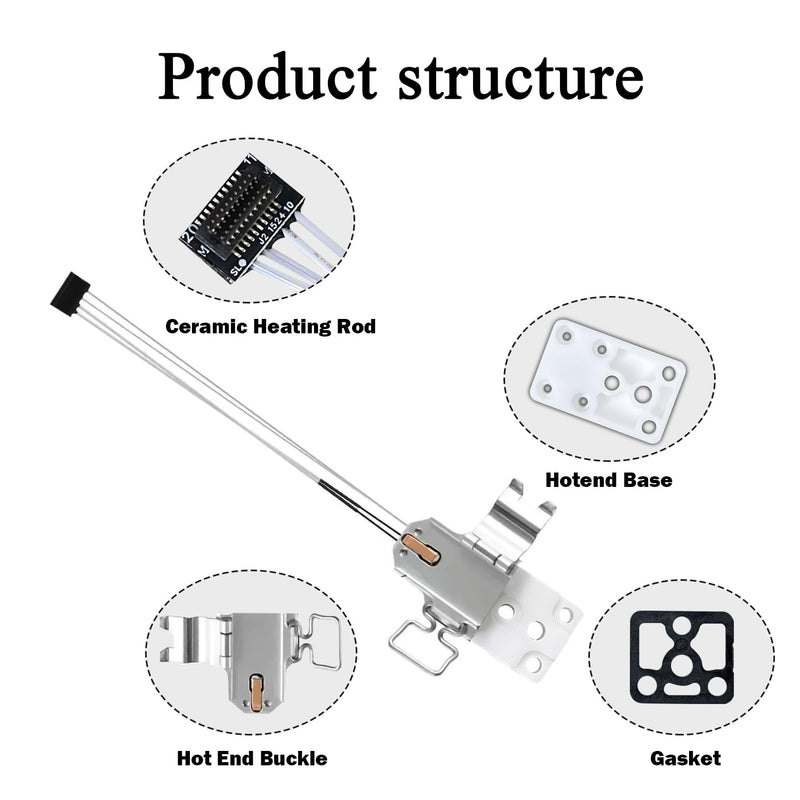 HzdaDeve Upgraded A1 Mini/A1 Heating Assembly Kit Ceramic Block Heat Insulation Heating Component Hotend with Heater Cartridge Thermistor Sensor Heat-Insulating Base Clip for Bambu Lab A1 Series