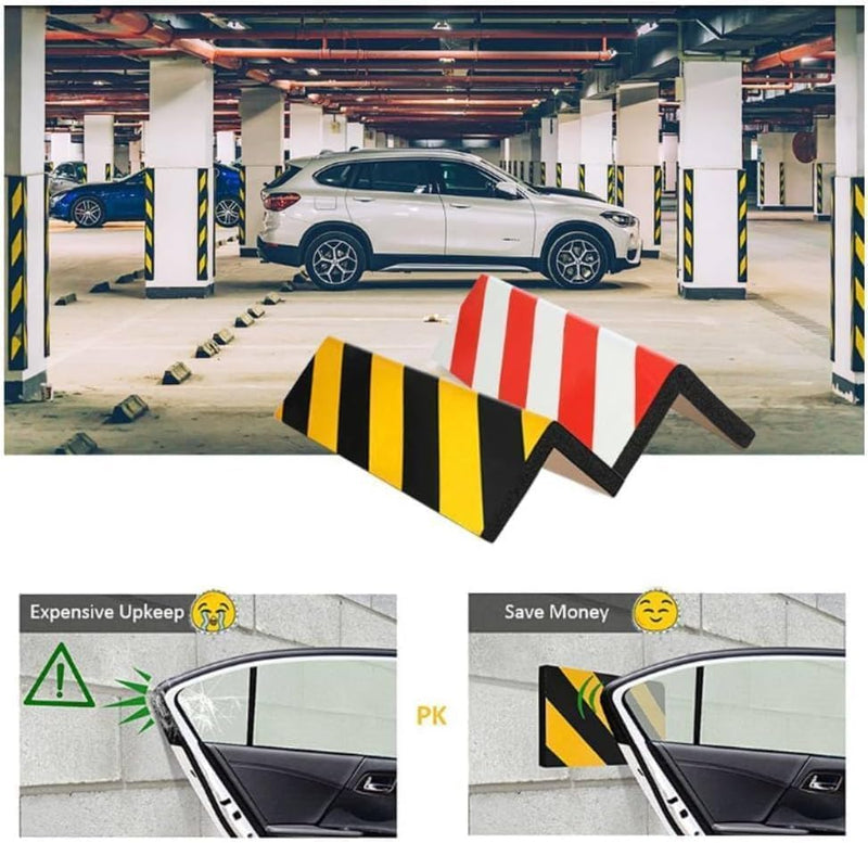 Japard Garage Wall Protector for Car Doors, 4 Pack Column Pole Protect Padding, Protect Your Car, Garage Corner Edge and Bumpers Black & Yellow - Column