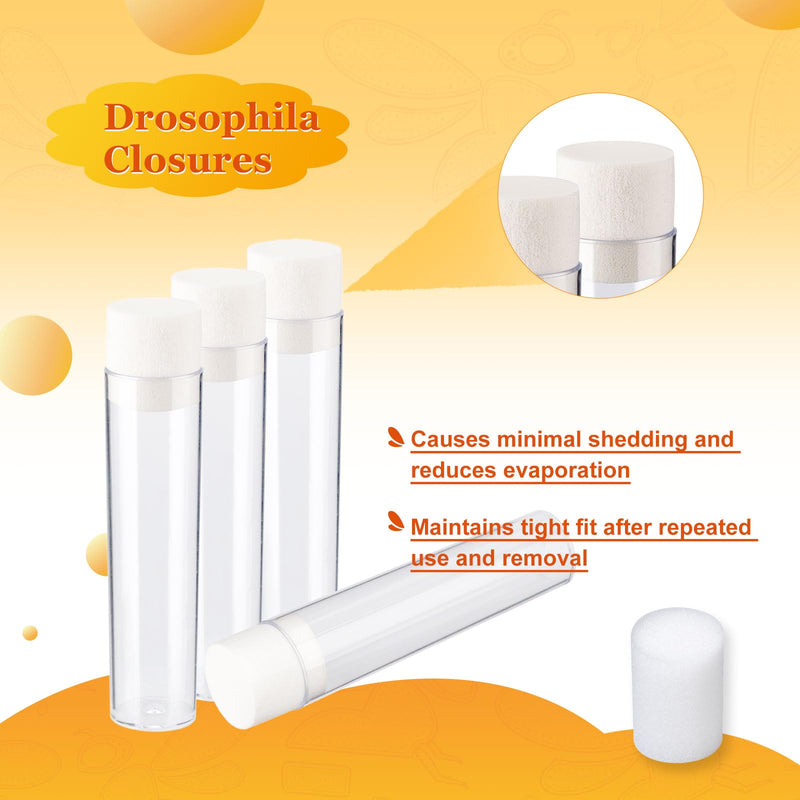 100PCS Biologix Drosophila Vial Plugs, 1.2 * 1.8in High Density Foam, Fits Biologix Narrow Drosophila Vials, Non-Sterilization 30*45 mm White - Densest Foam 100