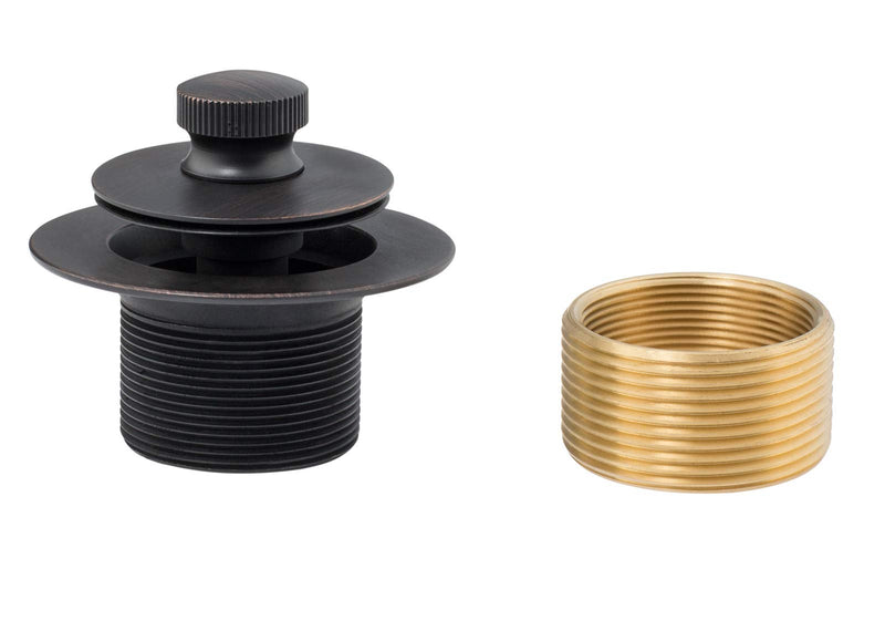 Artiwell Lift & Turn Tub Trim Set with Two-Hole Overflow Faceplate, All Brass Bathtub Conversion Kit Assembly with 2-Hole Overflow Face Plate and Universal Fine/Coarse Thread (Oil Rubbed Bronze) Oil Rubbed Braonze