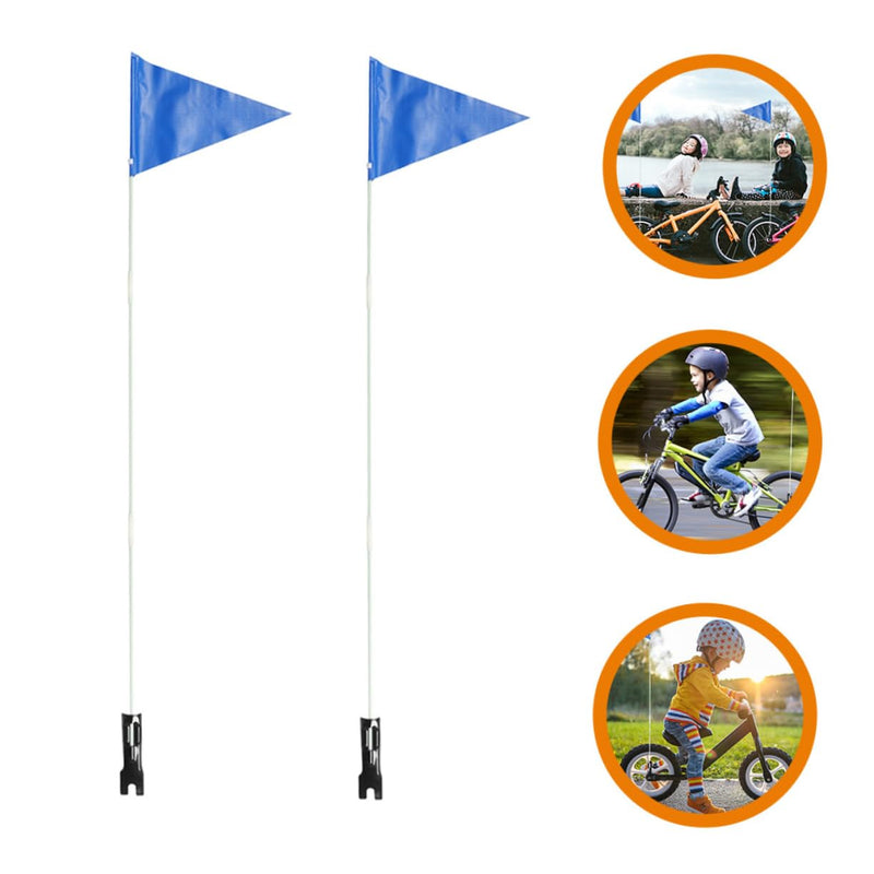 Kisangel 2Sets Bike Flags With Pole Reflective Flagpole Safety Cycling Flag Bicycle Flag Kit Safety Flag Banner for Sign Warning Flag Riding
