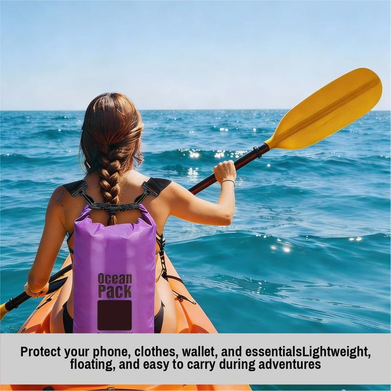 Waterproof Dry Bag Set of 3 – Roll Top Waterproof Bags 2L 5L 10L – 500D PVC Floating Dry Bags for Kayaking, Camping, Beach and Travel – Lightweight Compression Design Yellow, black, purple