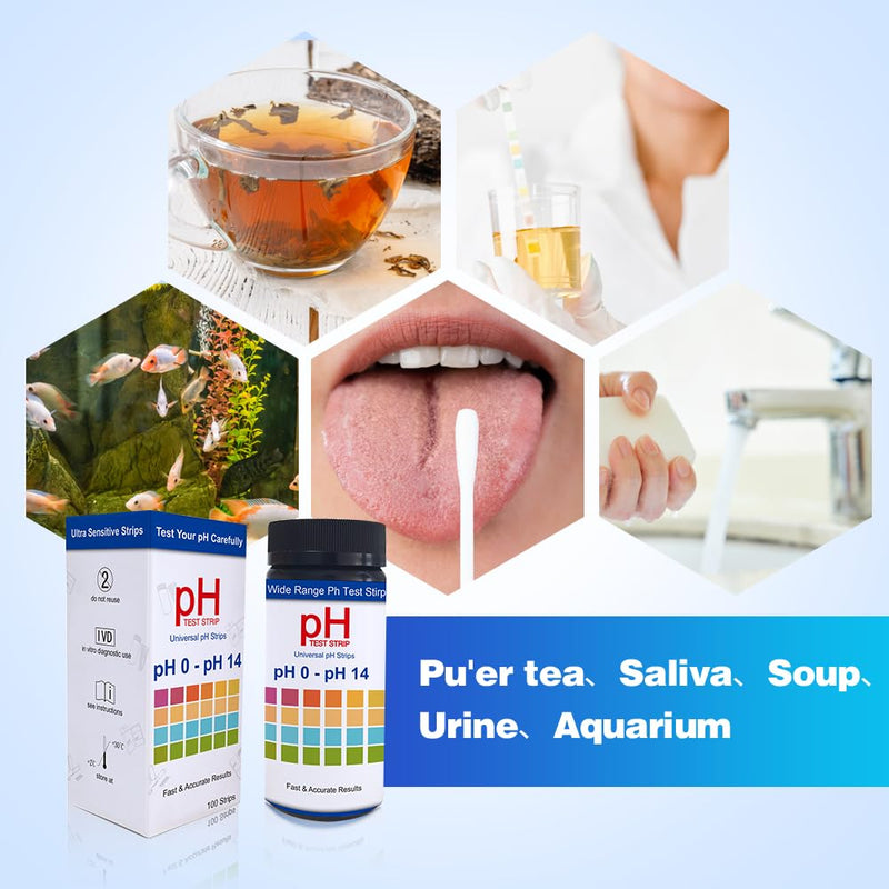 100pcs pH Test Strips, Universal pH 0-14, Testing pH for Urine Saliva Drinking Water Labs Aquariums Gyms Pools…