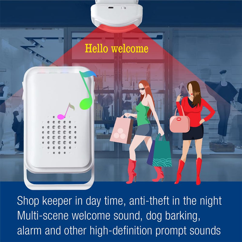 Motion Sensor Doorbell Entry Alert, Shop Store Office Business Home Security Welcome Buzzer Monitor Alarm, Wireless Door Chime with 2 Sensor & 1 Receiver