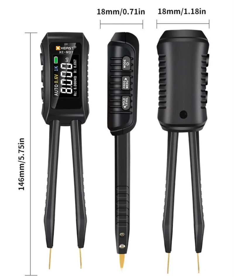10KHz LCR Meter Tweezer Digital Smart SMD Tester Mini ESR Meter, Capacitance Inductance Continuity Resistor Voltage Diode Tester 9999 Count Electronic Component Analyze Portable Tools