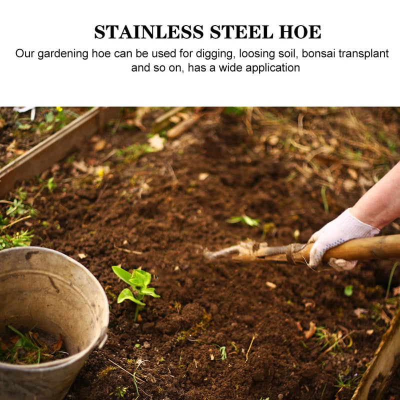 Yardwe Stainless Steel Garden Hoe 15.27X7.87In Heavy Duty Outdoor Gardening Tool for Weeding Digging Loosening Soil and Transplanting 58x20cm