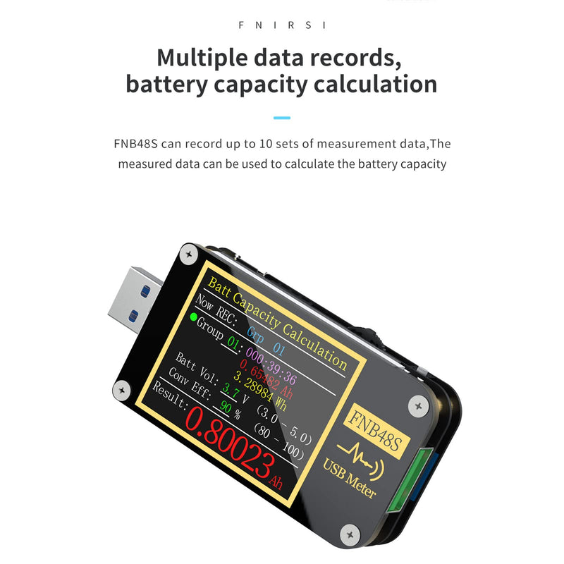 USB Power Meter, USB Tester 4-24V 0-6.5A USB Voltmeter Ammeter with Screen Flip Function Monitoring, High Precision Multifunctional USB Multimeter Voltage and Current Tester(FNB48)