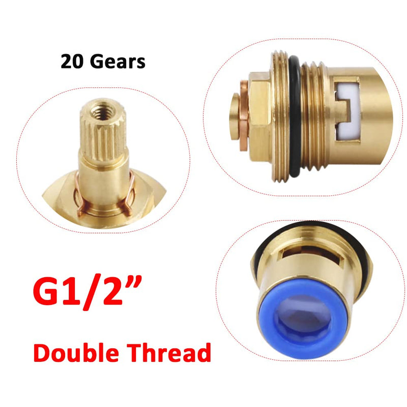 Faucet Ceramic Cartridge Valve, G1/2" Brass Tap Ceramic Disc Cartridges Replacement for Hot Cold Water (Type F2- H49mm) Type F2- H49mm