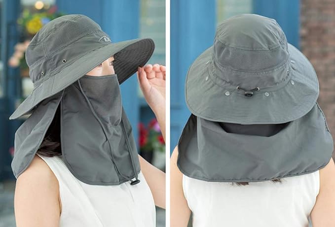 LQINGBZ Gardening Hat, Women's, Men's, Wide Brim, 4-Way Usage, UV Protection, Sun Visor, Stylish Hat, Face Cover, Foldable, Easy to Use, Convenient, Sun Protection, Agricultural Work, Heatstroke Protection - NewNest Australia