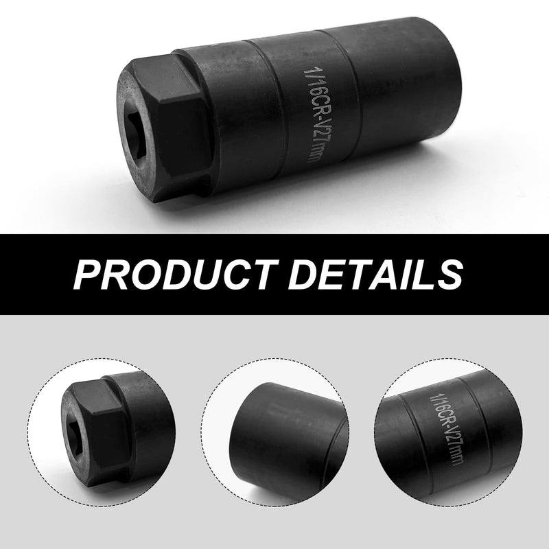 Pack-1 Car Oil Pressure Sensor Socket, 3/8" Actuator 1-1/8" Hex Wrench Fits 1-1/16" Switch, Unicersal Oil Pressure Switch Socket for Quick Removing/Installing Oil Sending Unit (Black) 1 PC Black
