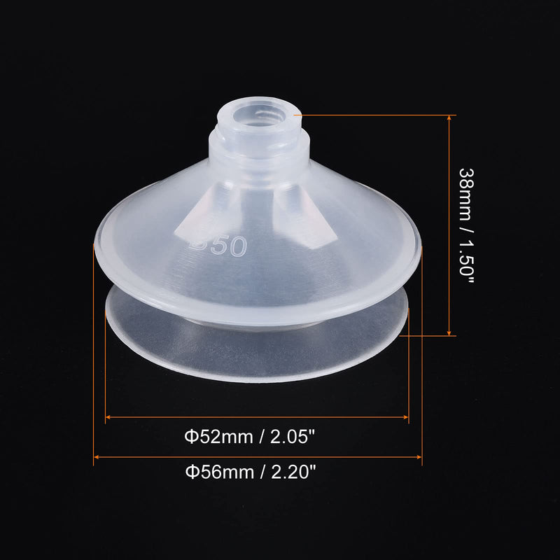 PATIKIL Vacuum Suction Cup, 1 Pack Silicone Rubber 7mm ID x 52mm OD Pneumatic Bellows Sucker Pad with Gasket for Industry, Clear 7mm x 52mm