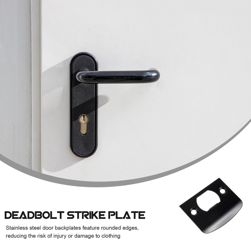 TEHAUX Door Strike Plate Deadbolt Strike Plate 2.16 X 1.77 in Door Reinforcement with Rounded Edges for Lock Alignment Security Replacement 4 Pack 5.5x4.5cm Black