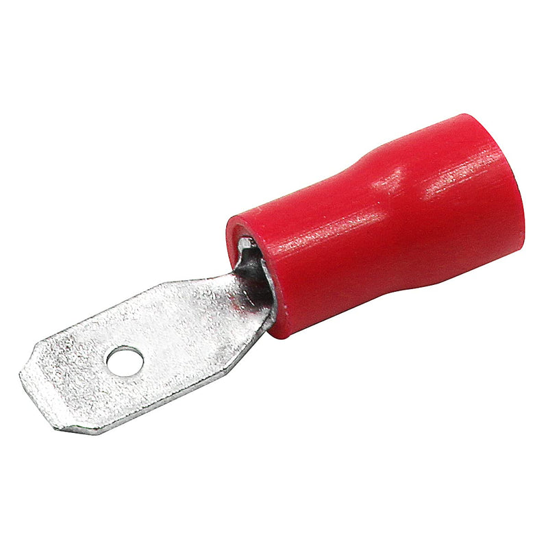 Baomain 3/16" Red Female/Male Insulated Spade Wire Connector Electrical Crimp Terminal 22-16 AWG 0.187" 4.8 x 0.5mm Pack of 100