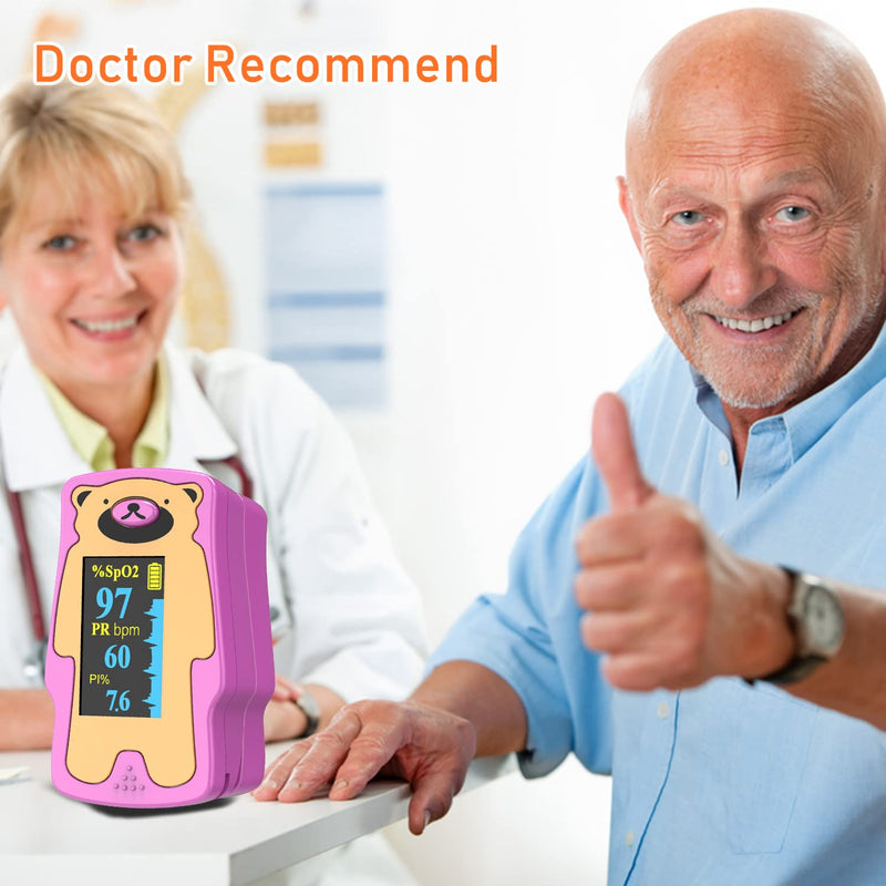 Pediatric Pulse Oximeter, OLED Display Oxygen Monitor Fingertip for Children, Baby & Kids, Blood Oxygen Saturation Monitor (SpO2) Pink