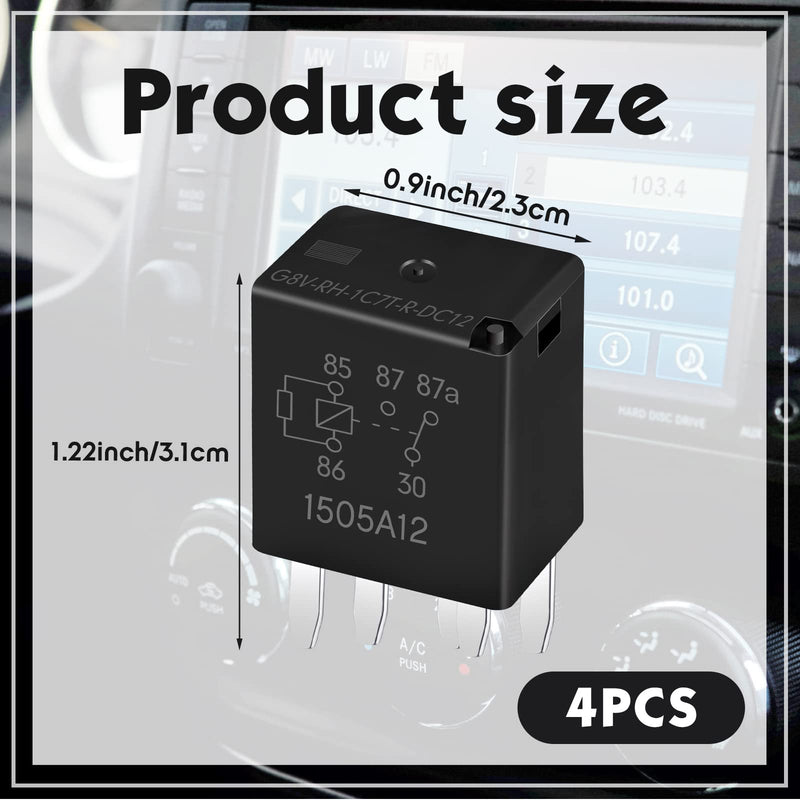 G8V-RH-1C7T-R-DC12 Power Relay Multi Purpose Fuel Pump Black Automotive Automotive Relay Replacement Electrical System Electromechanical, 5 Pin (4 Pieces) 4
