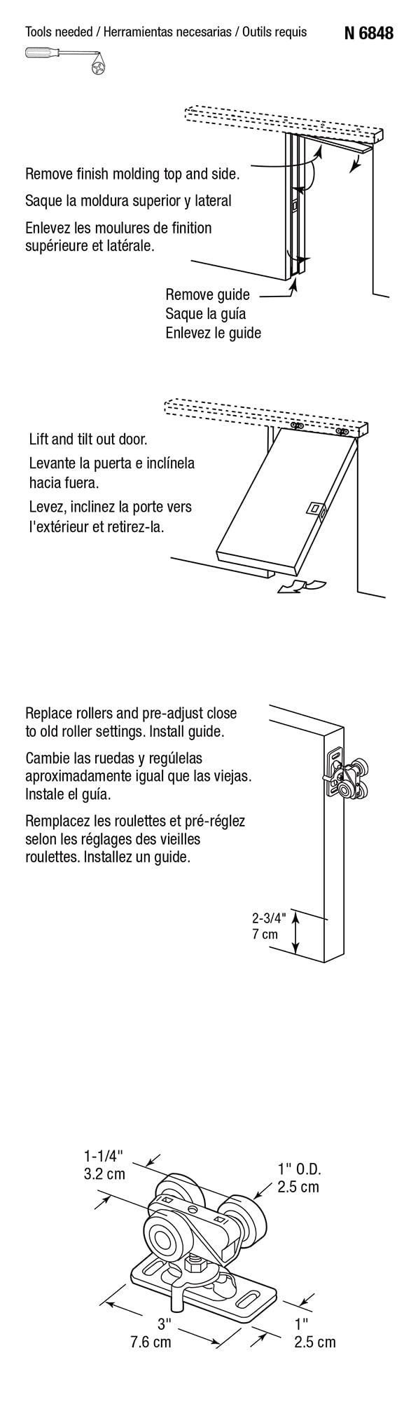 Prime-Line N 6848 1 In. Flat Nylon Wheel Bi-Fold Door Roller (2 Pack)