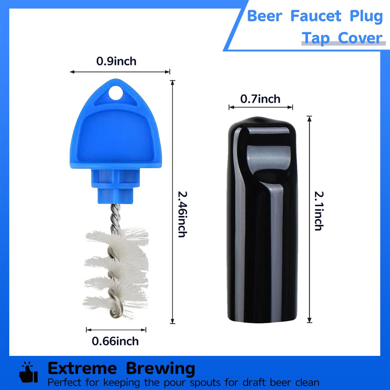 Beer Tap Plug Brush 18 Pack for Draft Beer Faucet Cap Plugs Cleaning Keg Tap Rubber Stopper Plug Cover Beer Keg Tap Plugs 16pcs Faucet Plug+2pcs Tap Cover