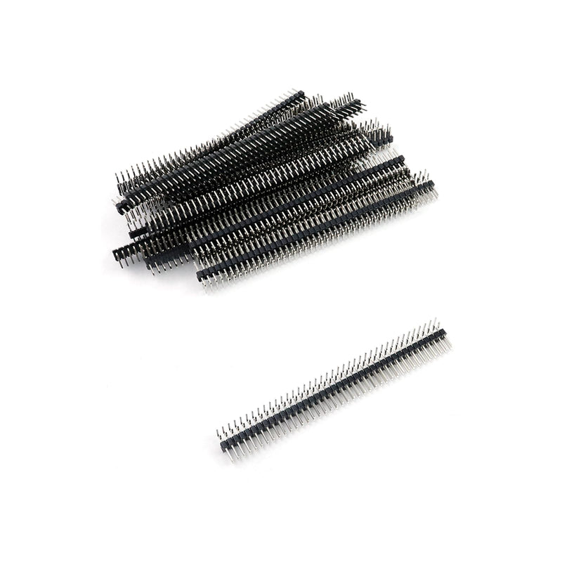 Double Right Angle Row Pin Header Strip 40Pin 2.54mm Pitch Connector Kit PCB Pin Strip 2x40P 2.54mm Right Angle 20Pcs