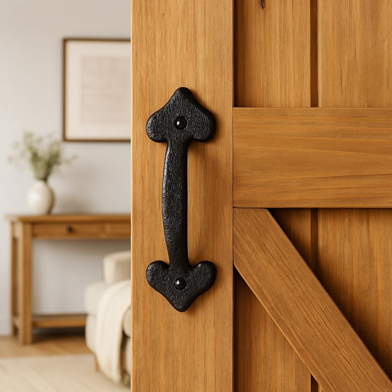 2-Pack 7-Inch Heavy-Duty Cast Iron Barn Door Handle – Medieval-Grade Rustic Gate Pull for Sheds, Fences & Cabinets – Vintage Black Finish – Installs in Minutes, Built to Last a Lifetime 7" - 2 Pack Heart