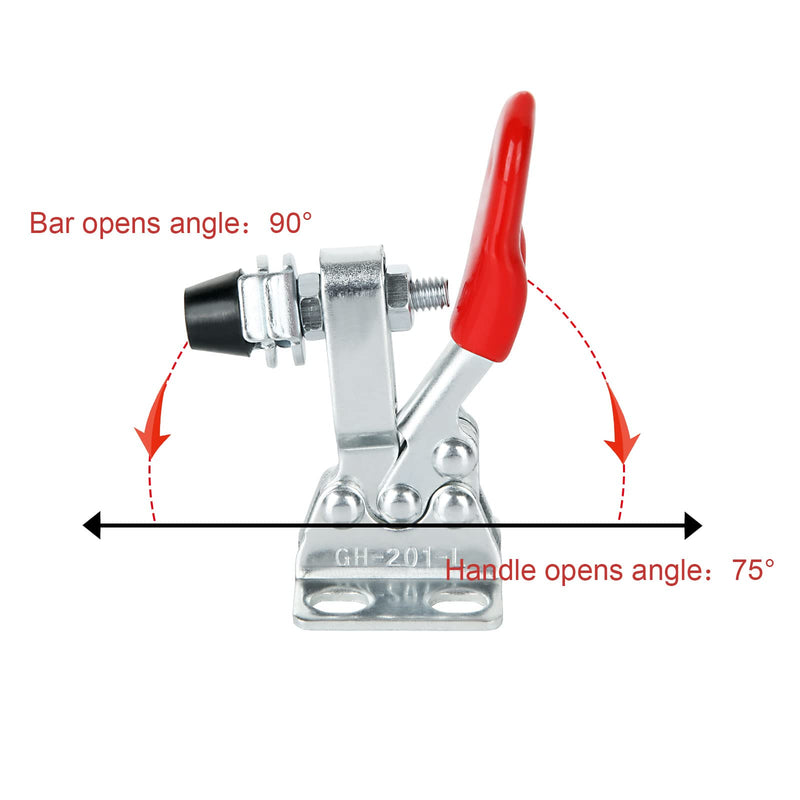 Acrux7 16 Pack Toggle Clamp, Small Toggle Clamps 60lb Holding Capacity 201-L Horizontal Adjustable Toggle Clamp Quick Release Hold Down Clamps for Woodworking, Smoker, Doors, Cabinets, Tool Boxes