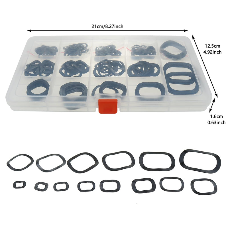 290PCS Black 65 Manganese Steel Wave Spring Washer M5-M31 for Electrical Connection in Domestic and Commercial Appliance