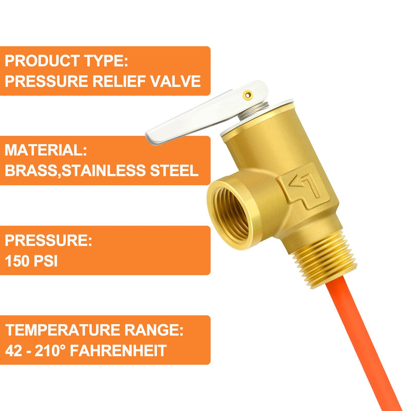 GASHER 1/2" NPT RV Water Heater Temperature & Pressure Relief Valve with Epoxy-Coated Probe, For Hot Water Heater Tanks 1/2" NPT (Epoxy-Coated Probe)